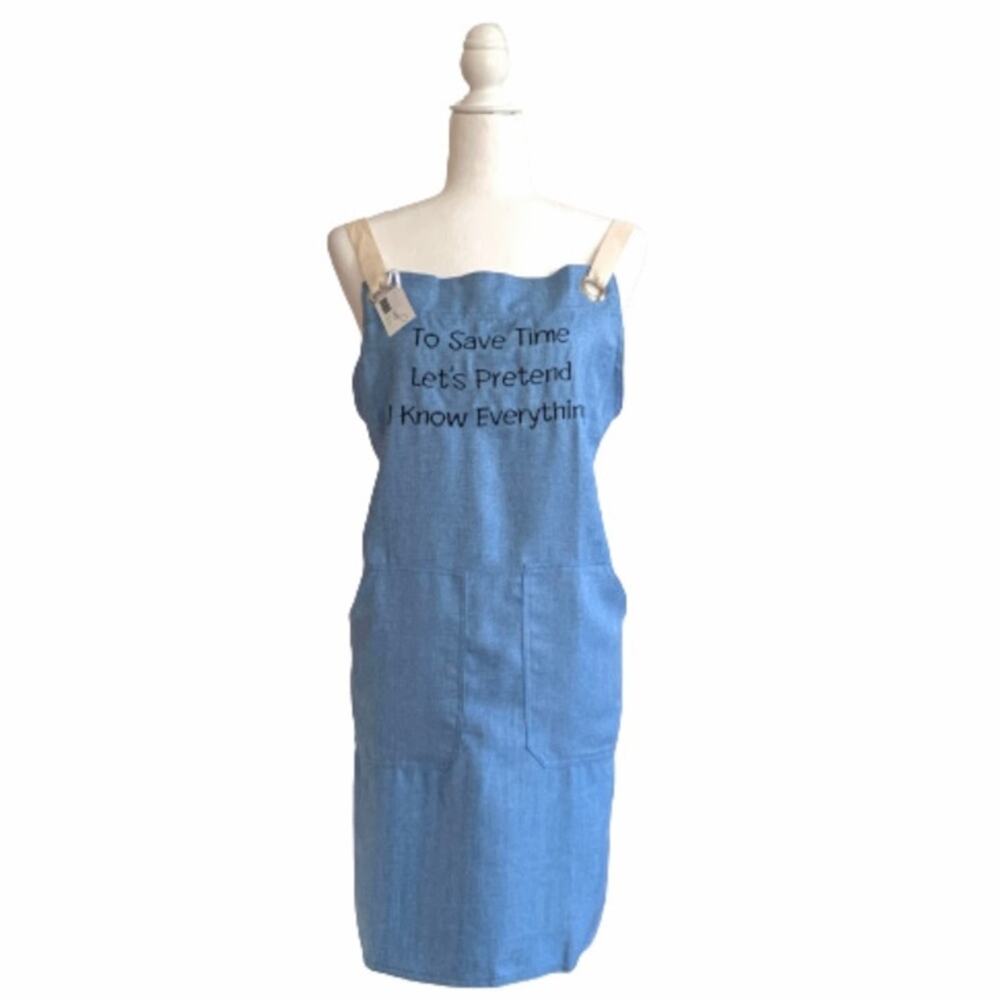 Manual Woodworkers Weavers Apron Blue I Know Everything Apron One Size NEW